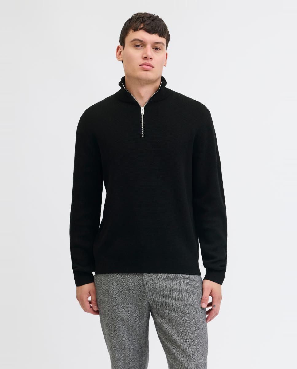 Jersey de hombre de punto con media cremallera - Jack & Jones - Negro Negro-1