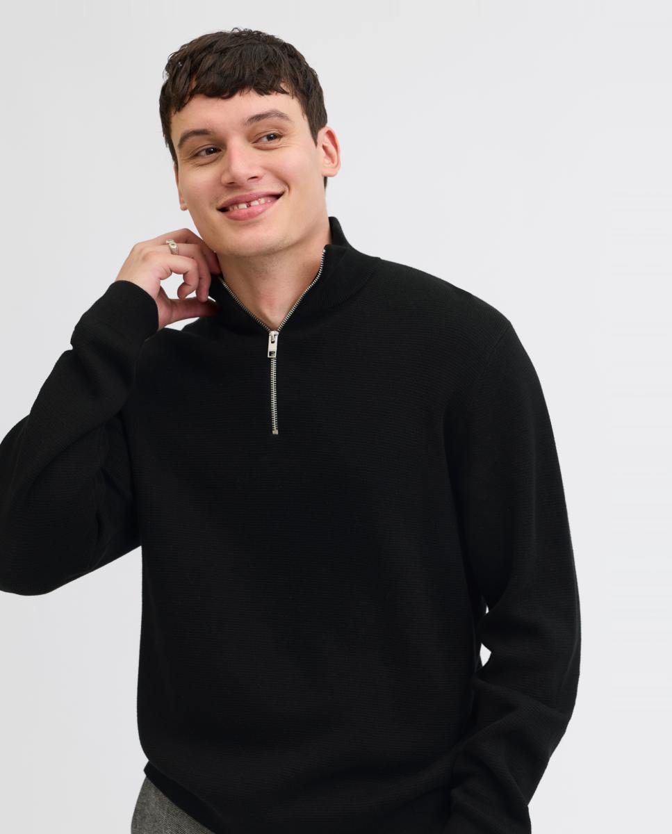 Jersey de hombre de punto con media cremallera - Jack & Jones - Negro Negro-3