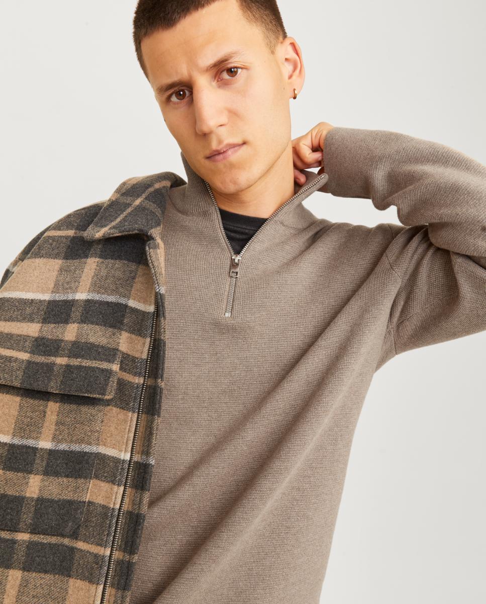 Jersey de hombre de punto con media cremallera - Jack & Jones - Marrón claro Marrón claro-3
