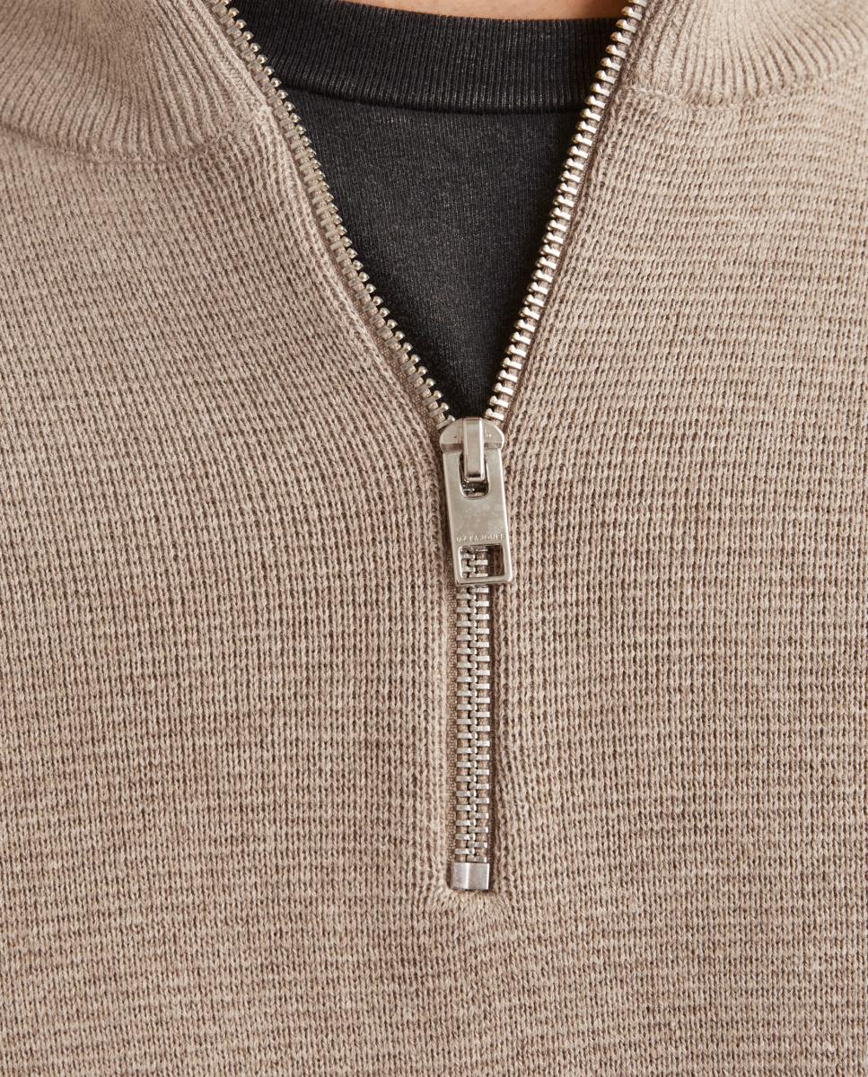 Jersey de hombre de punto con media cremallera - Jack & Jones - Marrón claro Marrón claro-4