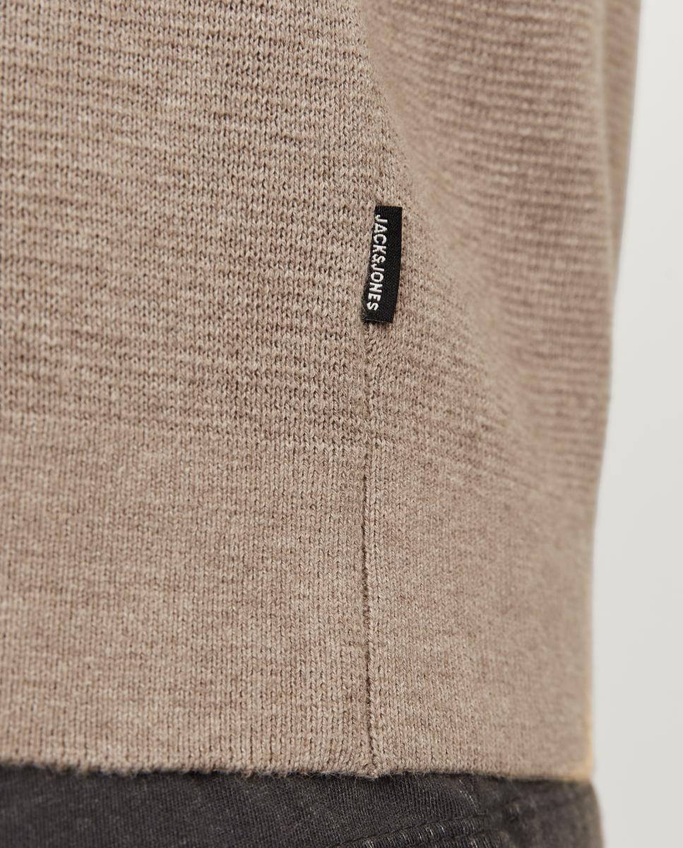 Jersey de hombre de punto con media cremallera - Jack & Jones - Marrón claro Marrón claro-5