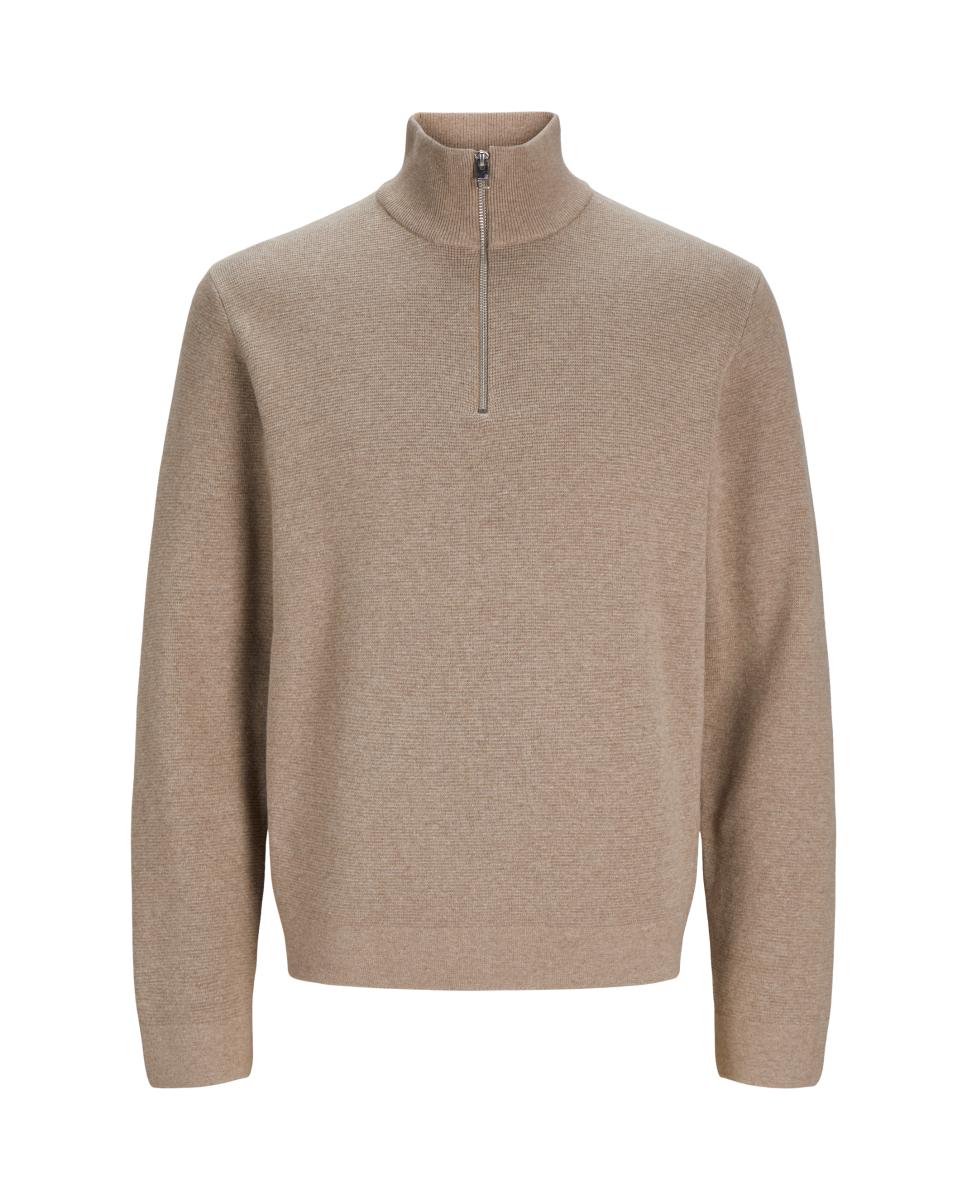 Jersey de hombre de punto con media cremallera - Jack & Jones - Marrón claro Marrón claro-6