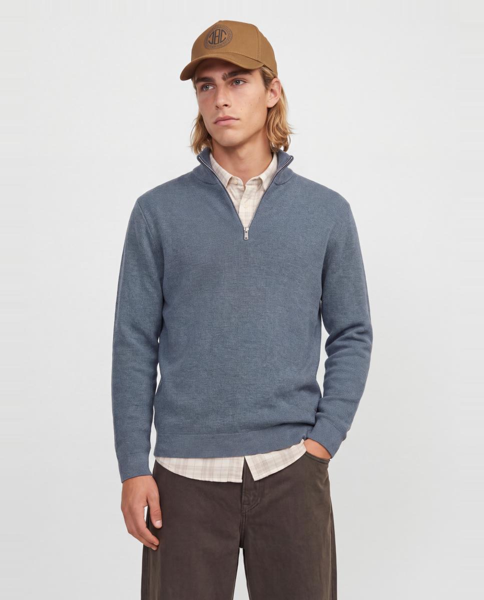 Jersey de hombre de punto con media cremallera - Jack & Jones - Azul Azul-1