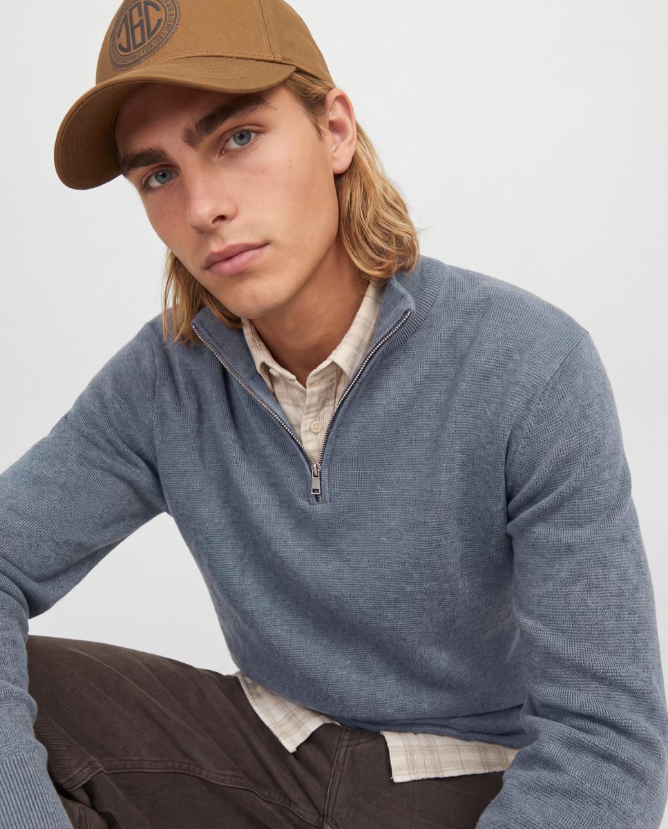 Jersey de hombre de punto con media cremallera - Jack & Jones - Azul Azul-3
