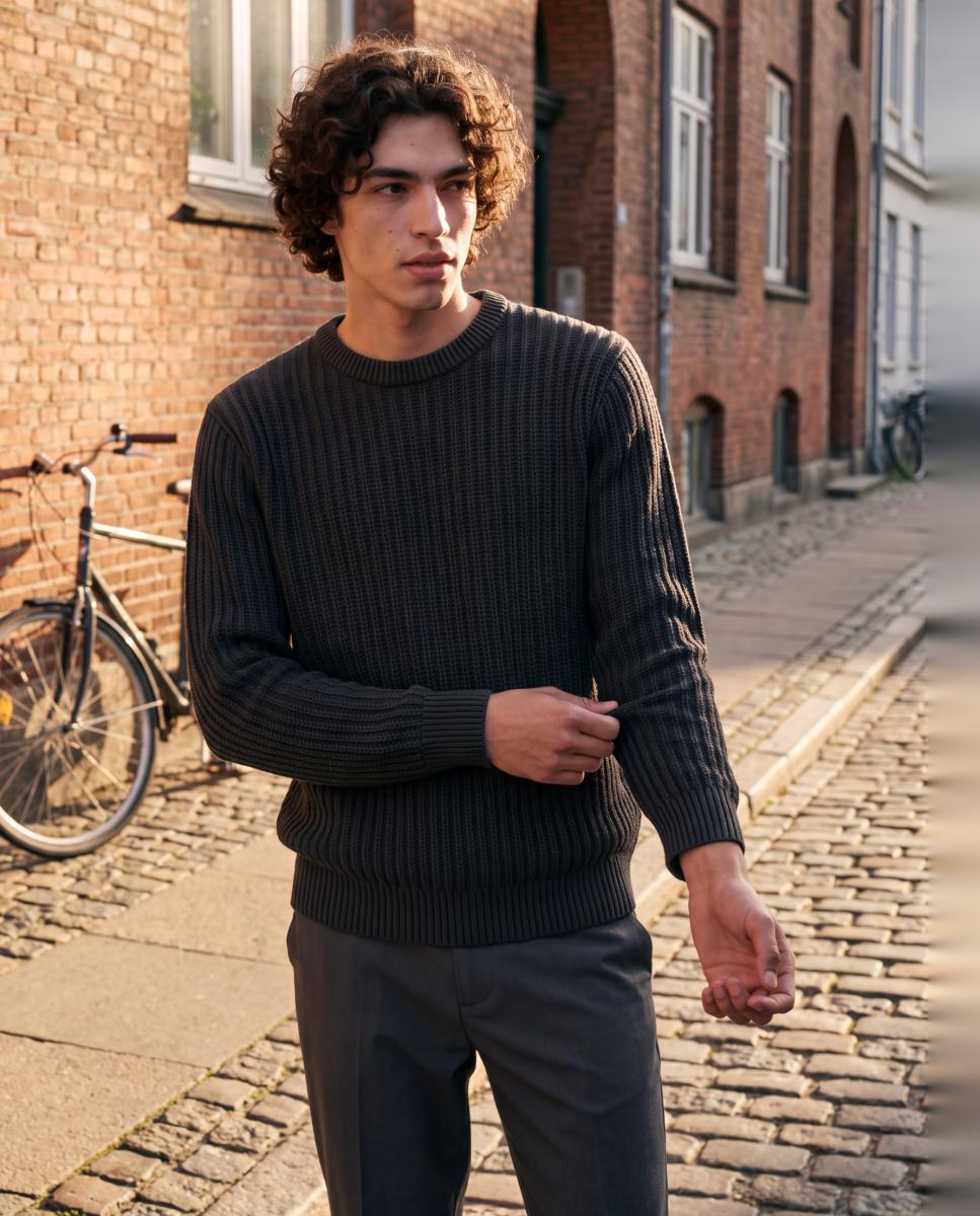 Jersey de hombre de punto con cuello redondo - Jack & Jones - Gris oscuro Gris oscuro-5