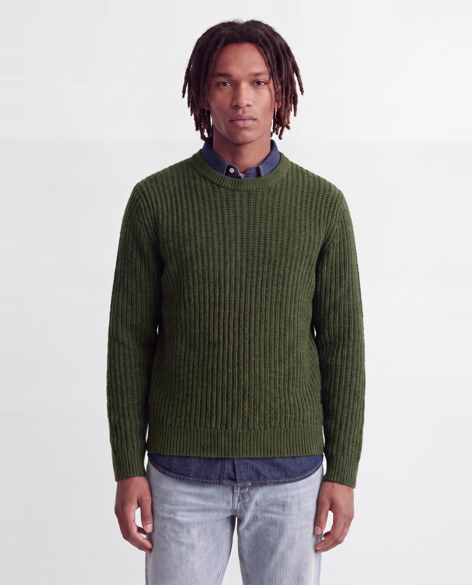 Jersey de hombre de punto con cuello redondo - Jack & Jones - Verde oscuro Verde oscuro-1