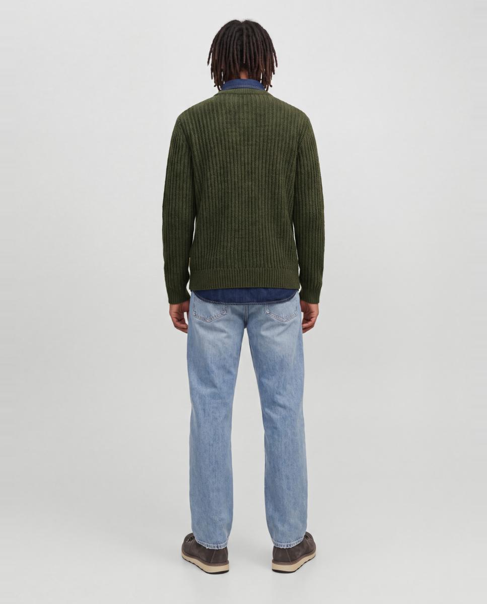 Jersey de hombre de punto con cuello redondo - Jack & Jones - Verde oscuro Verde oscuro-3