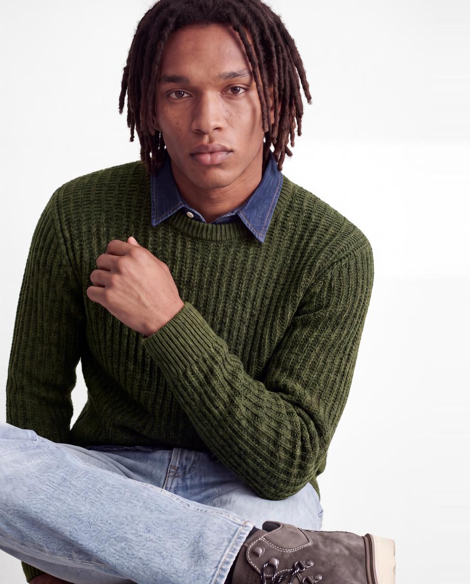 Jersey de hombre de punto con cuello redondo - Jack & Jones - Verde oscuro Verde oscuro-4