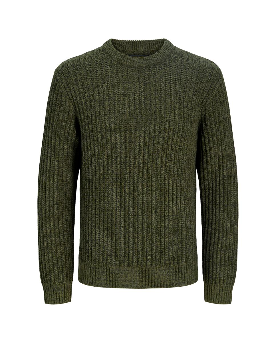 Jersey de hombre de punto con cuello redondo - Jack & Jones - Verde oscuro Verde oscuro-6