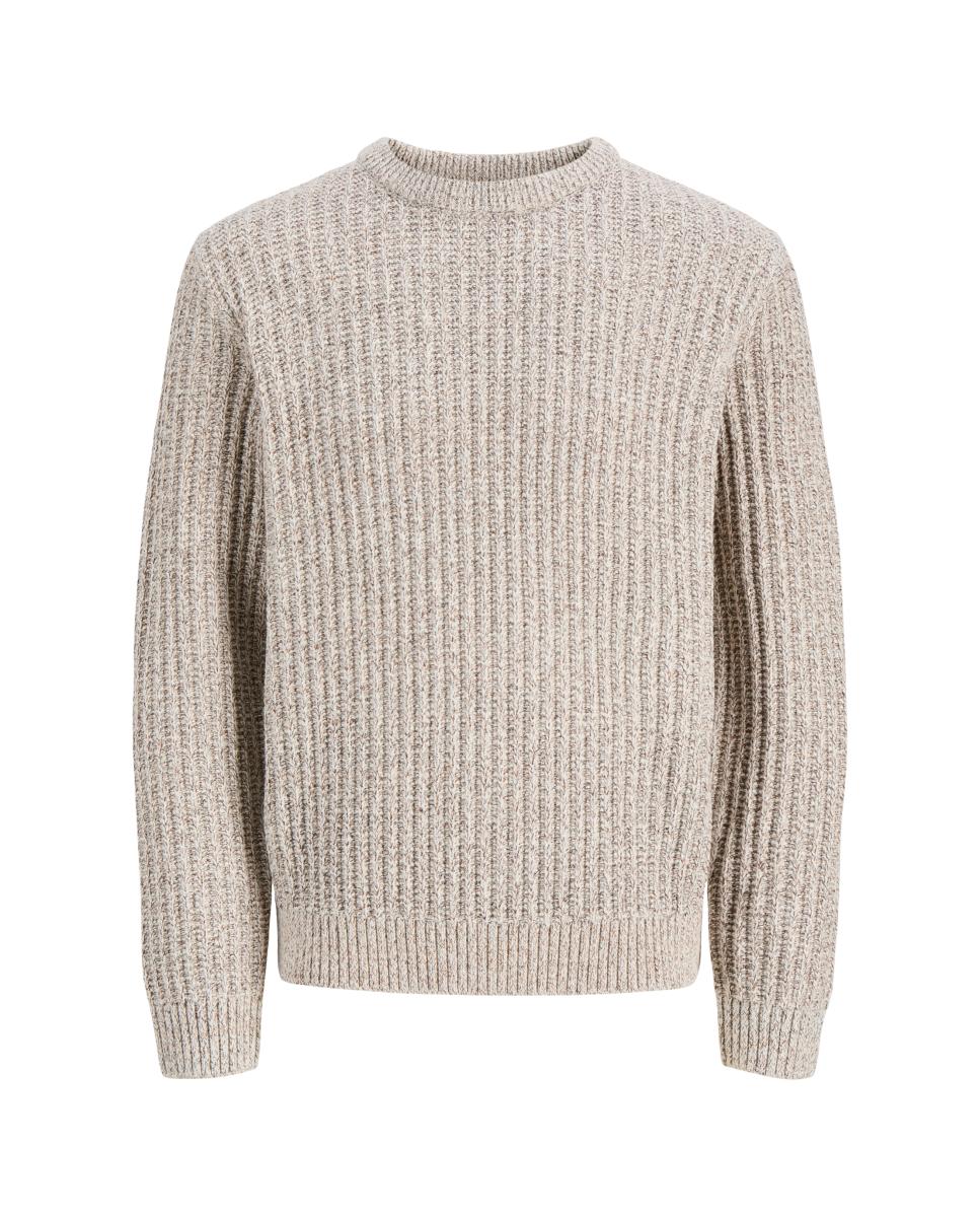 Jersey de hombre de punto con cuello redondo - Jack & Jones - Gris Gris-4