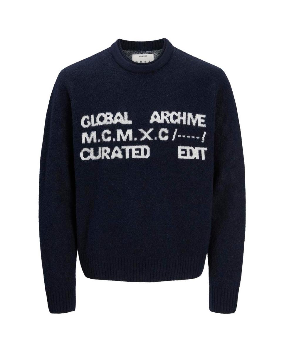Imagen 1 de Jersey de hombre punto jacquard con cuello redondo Azul marino