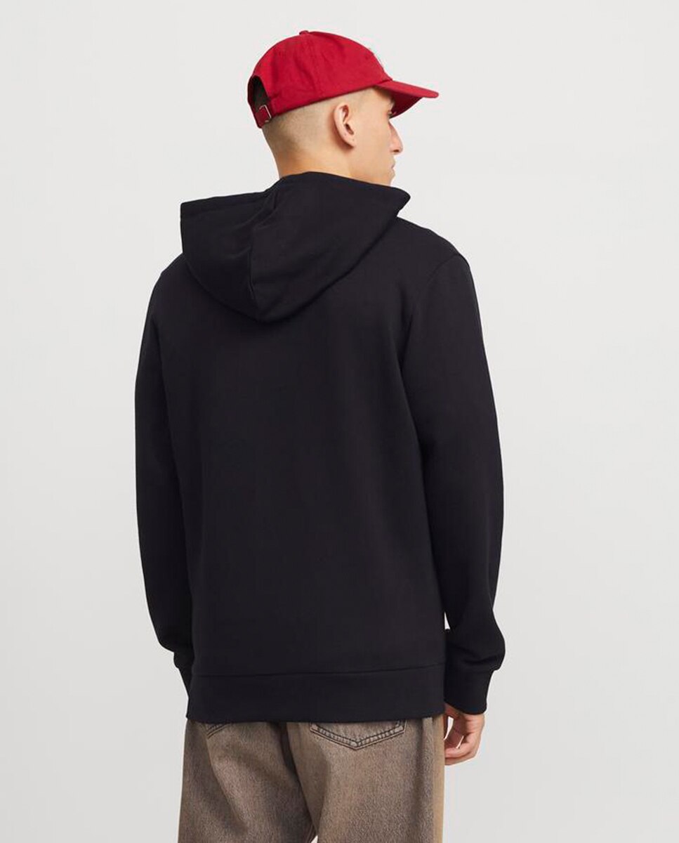 Sudadera de hombre con capucha y cremallera logo Jack & Jones - Negro Negro-2