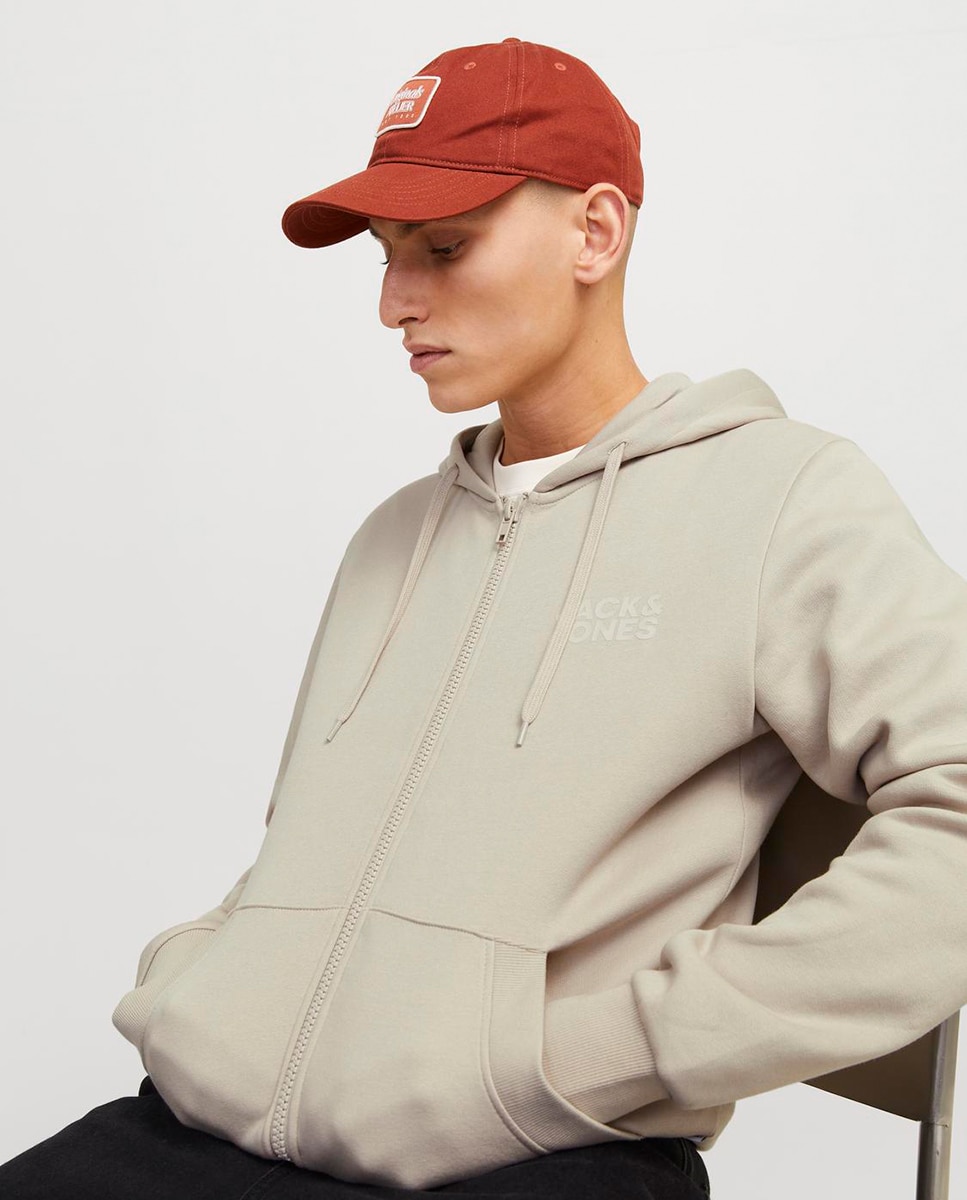 Sweatshirt com Capuz e Fecho de Correr Creme-3