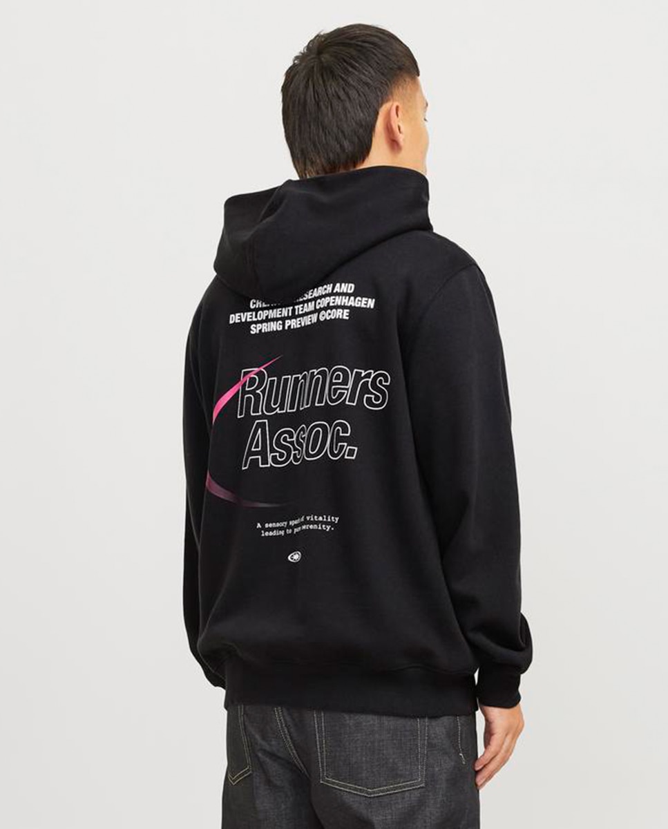 Sweatshirt com Capuz, Manga Comprida e Logótipo à Frente Preto-2