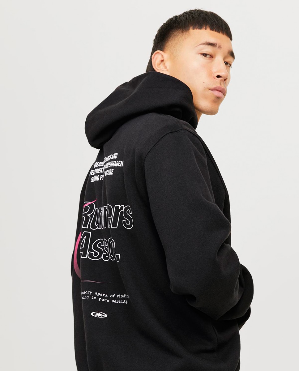 Sweatshirt com Capuz, Manga Comprida e Logótipo à Frente Preto-3