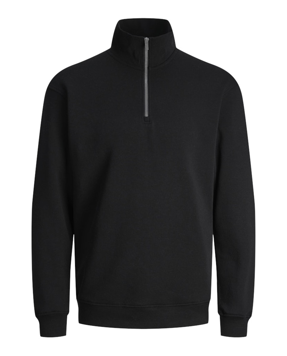 Sweatshirt com Gola Alta e Fecho de Correr Preto-6