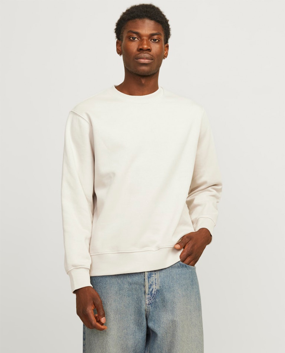 Jack & Jones - Sudadera de mangas largas y cuello redondo, lisa de hombre.
