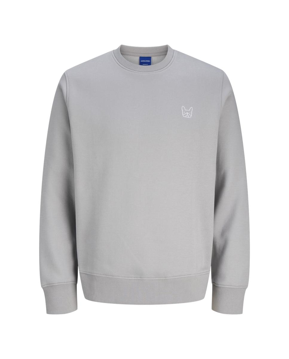 Sudadera de hombre sin capucha con print perro - Jack & Jones - Crema Gris-1