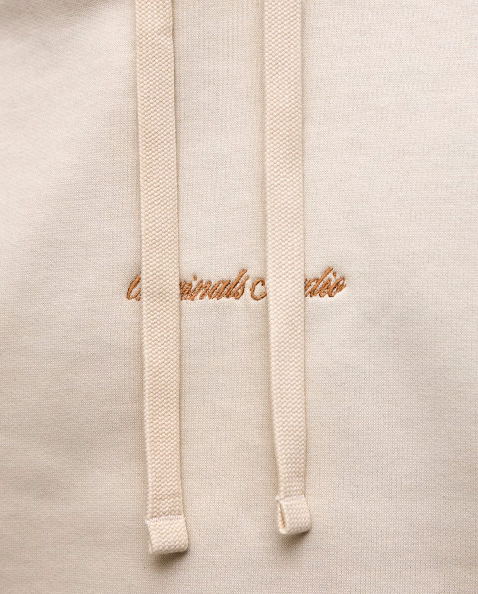 Sweatshirt com Capuz e Bolso Creme-5