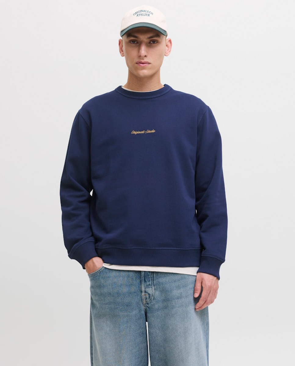 Sweatshirt com Capuz e Bolso Azul-1
