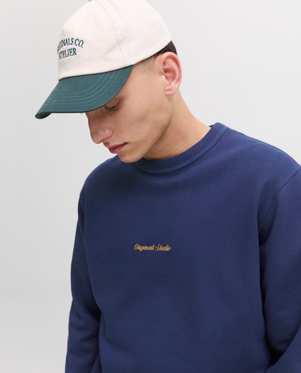 Sweatshirt com Capuz e Bolso Azul-3