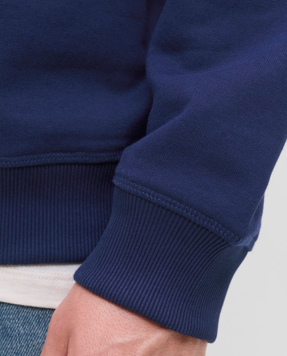 Sweatshirt com Capuz e Bolso Azul-4
