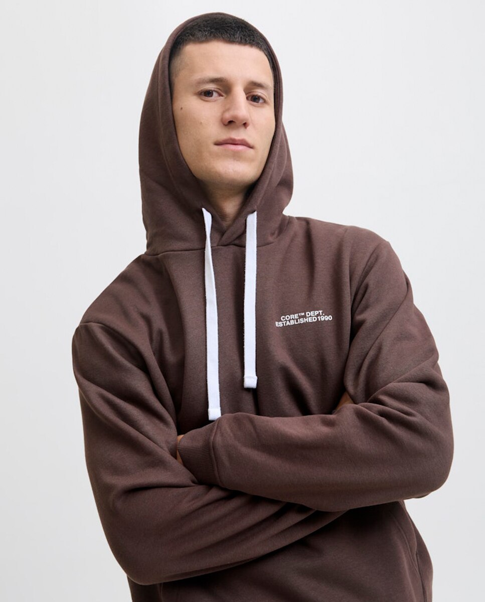Sudadera de hombre con capucha y backprint - Jack & Jones - Marrón oscuro Marrón oscuro-3