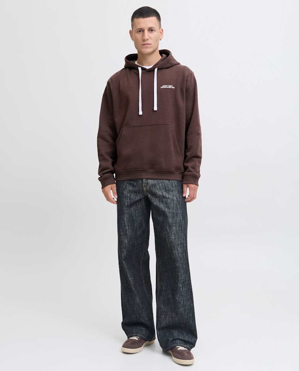 Sudadera de hombre con capucha y backprint - Jack & Jones - Marrón oscuro Marrón oscuro-8