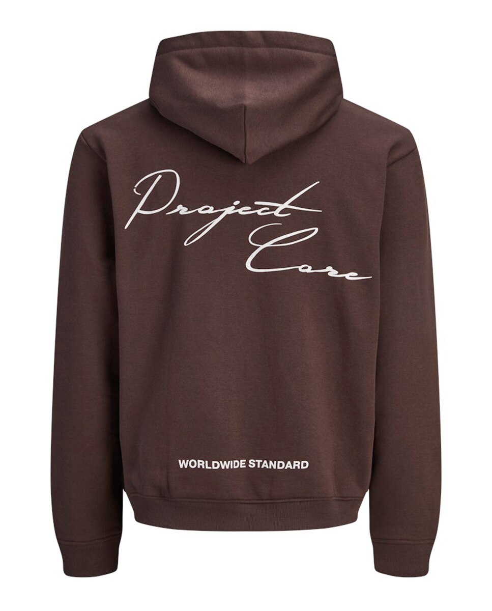 Sudadera de hombre con capucha y backprint - Jack & Jones - Marrón oscuro Marrón oscuro-7
