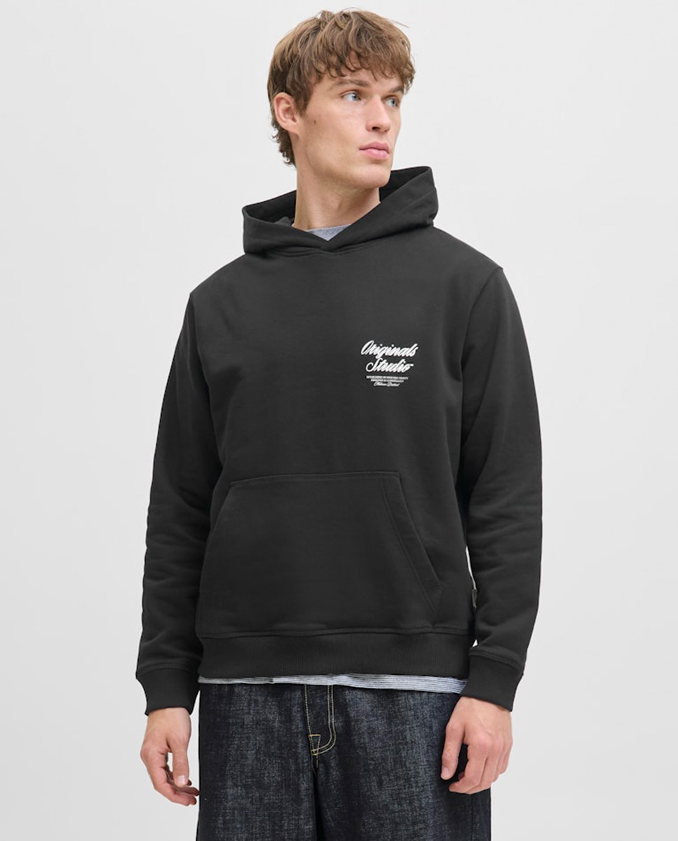 Sudadera de hombre con capucha y backprint - Jack & Jones - Negro Negro-1