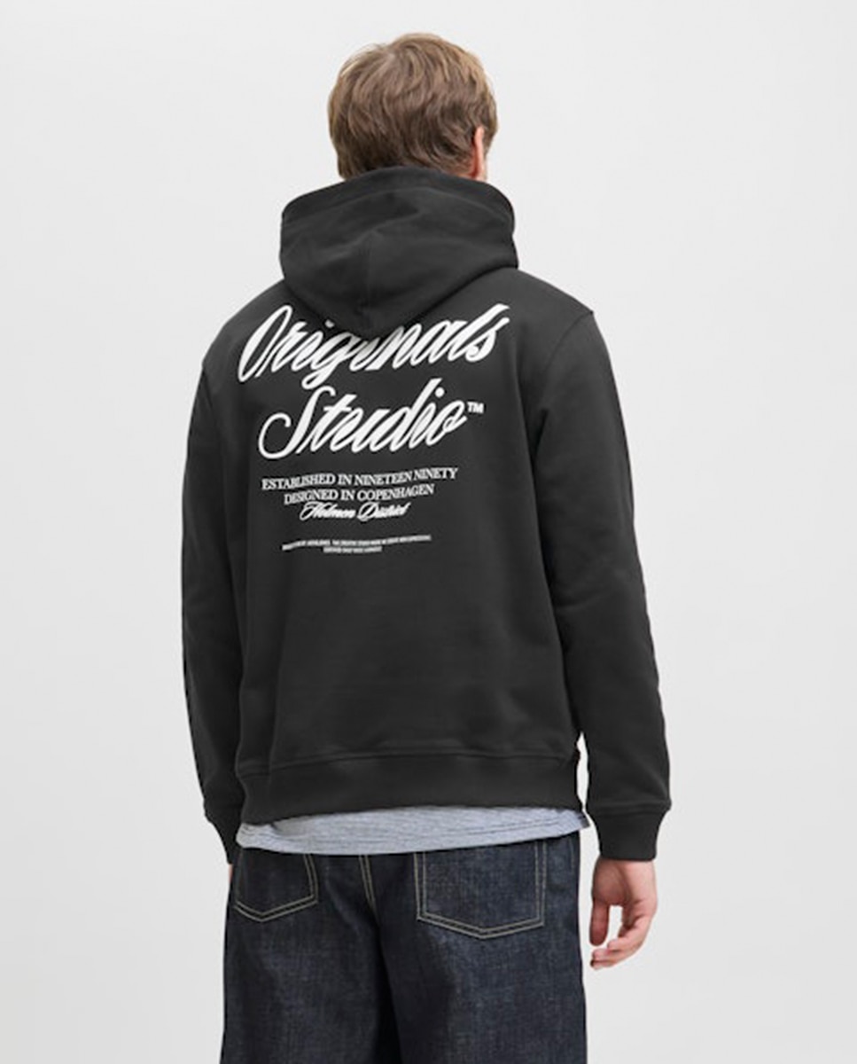 Sudadera de hombre con capucha y backprint - Jack & Jones - Negro Negro-2