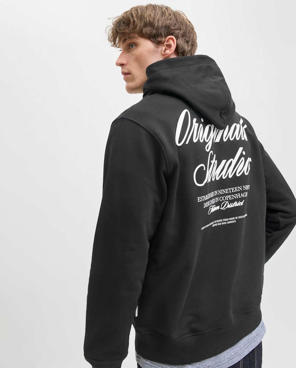 Sudadera de hombre con capucha y backprint - Jack & Jones - Negro Negro-3