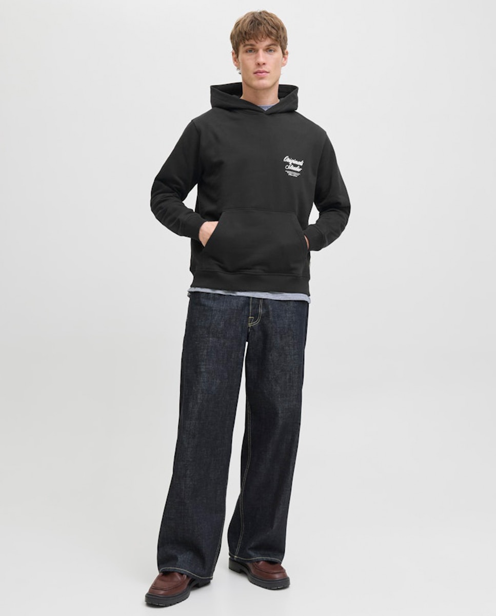 Sudadera de hombre con capucha y backprint - Jack & Jones - Negro Negro-8