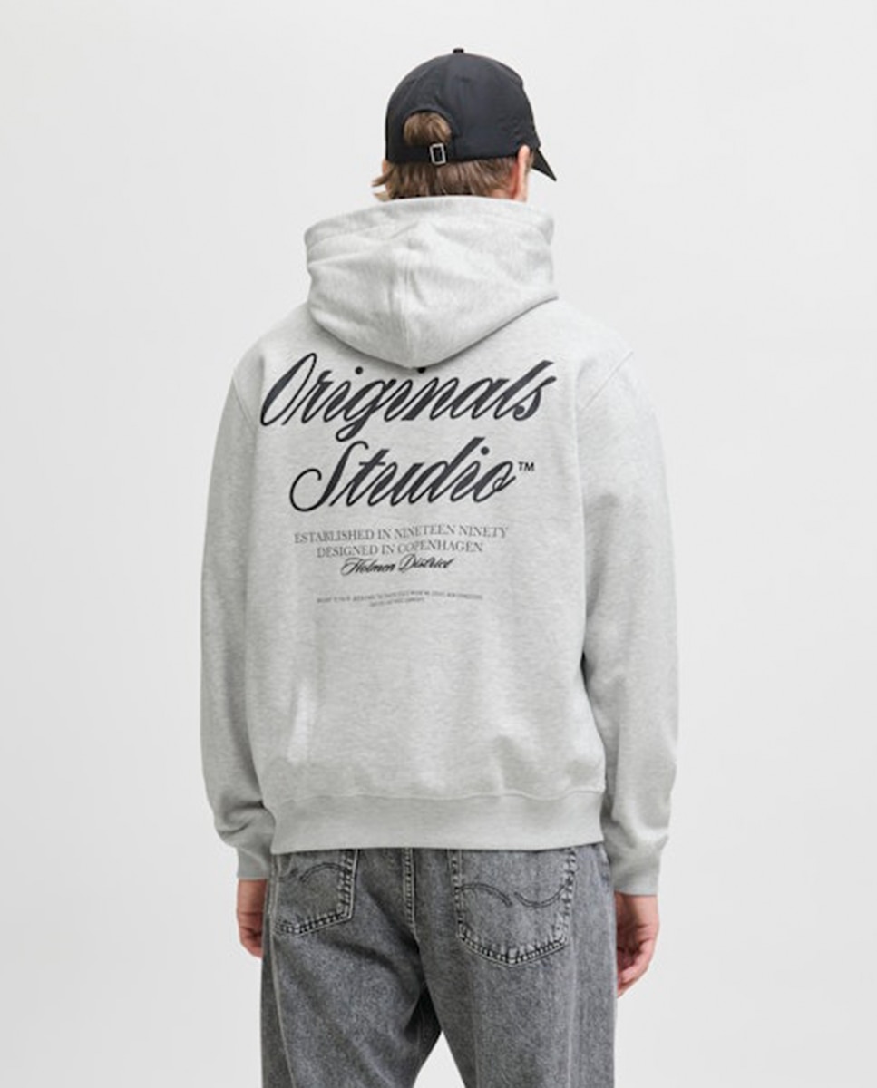 Sudadera de hombre con capucha y backprint - Jack & Jones - Gris claro Gris claro-2