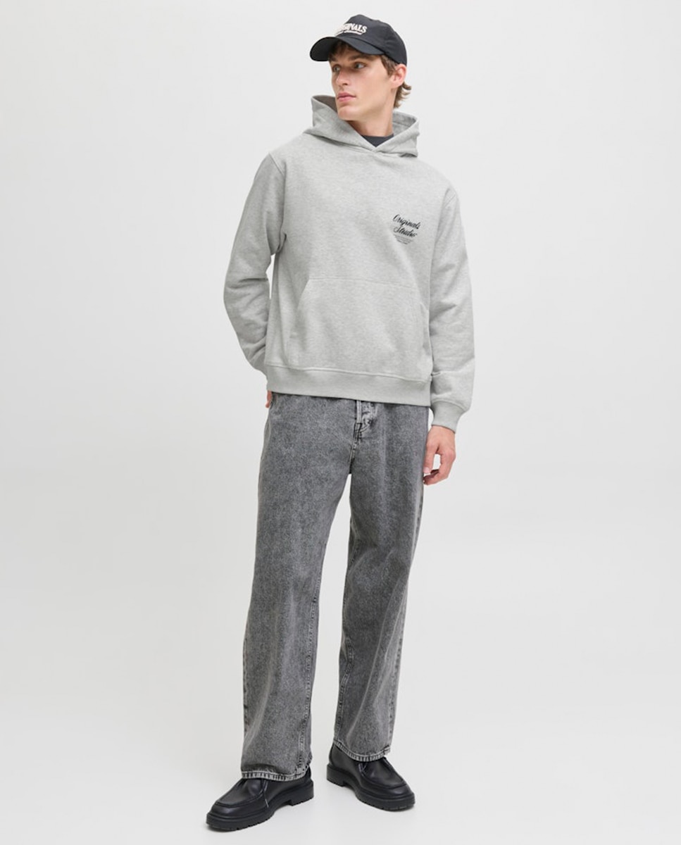 Sudadera de hombre con capucha y backprint - Jack & Jones - Gris claro Gris claro-7