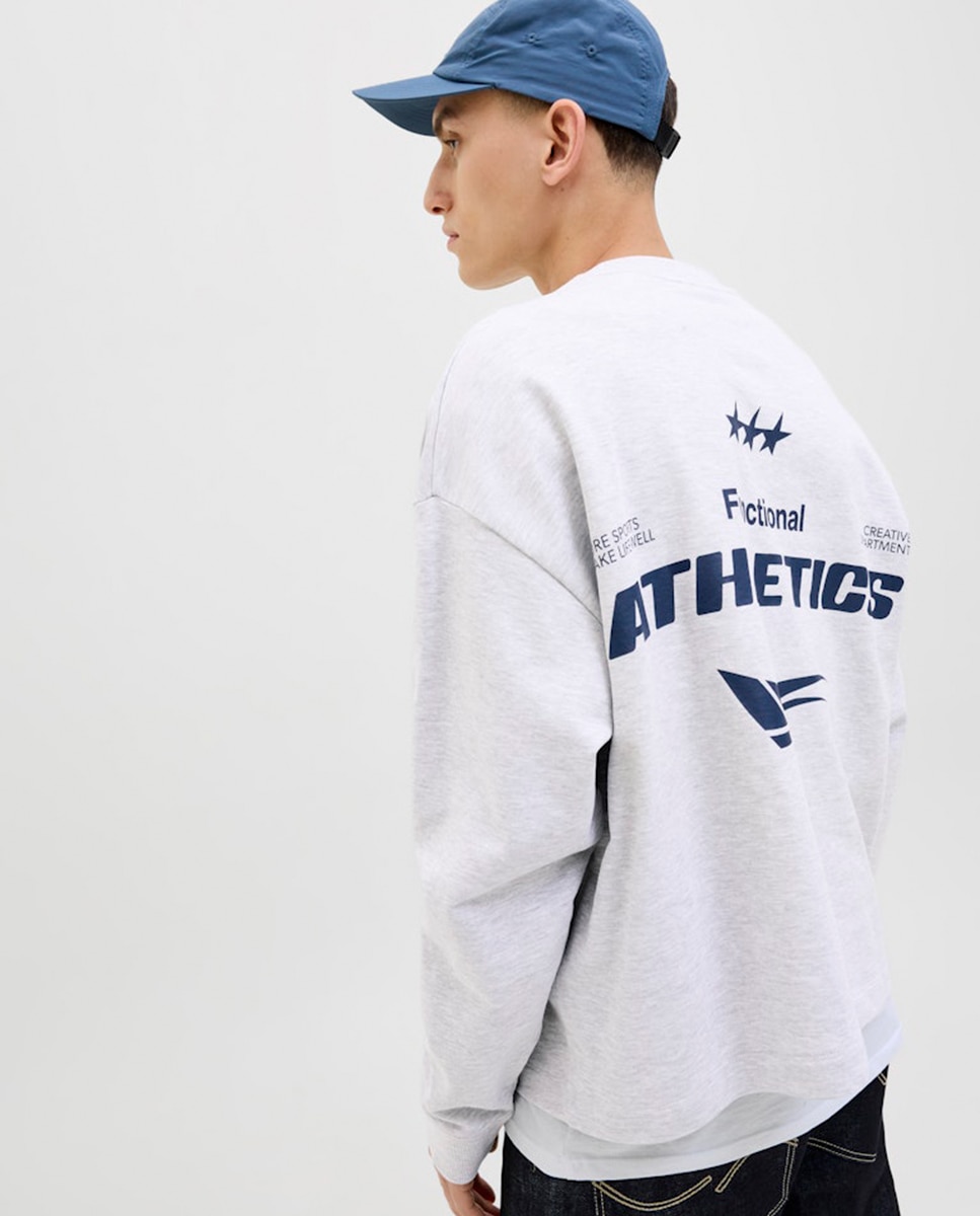 Sweatshirt sem Capuz com Estampado Traseiro Cinzento-claro-3