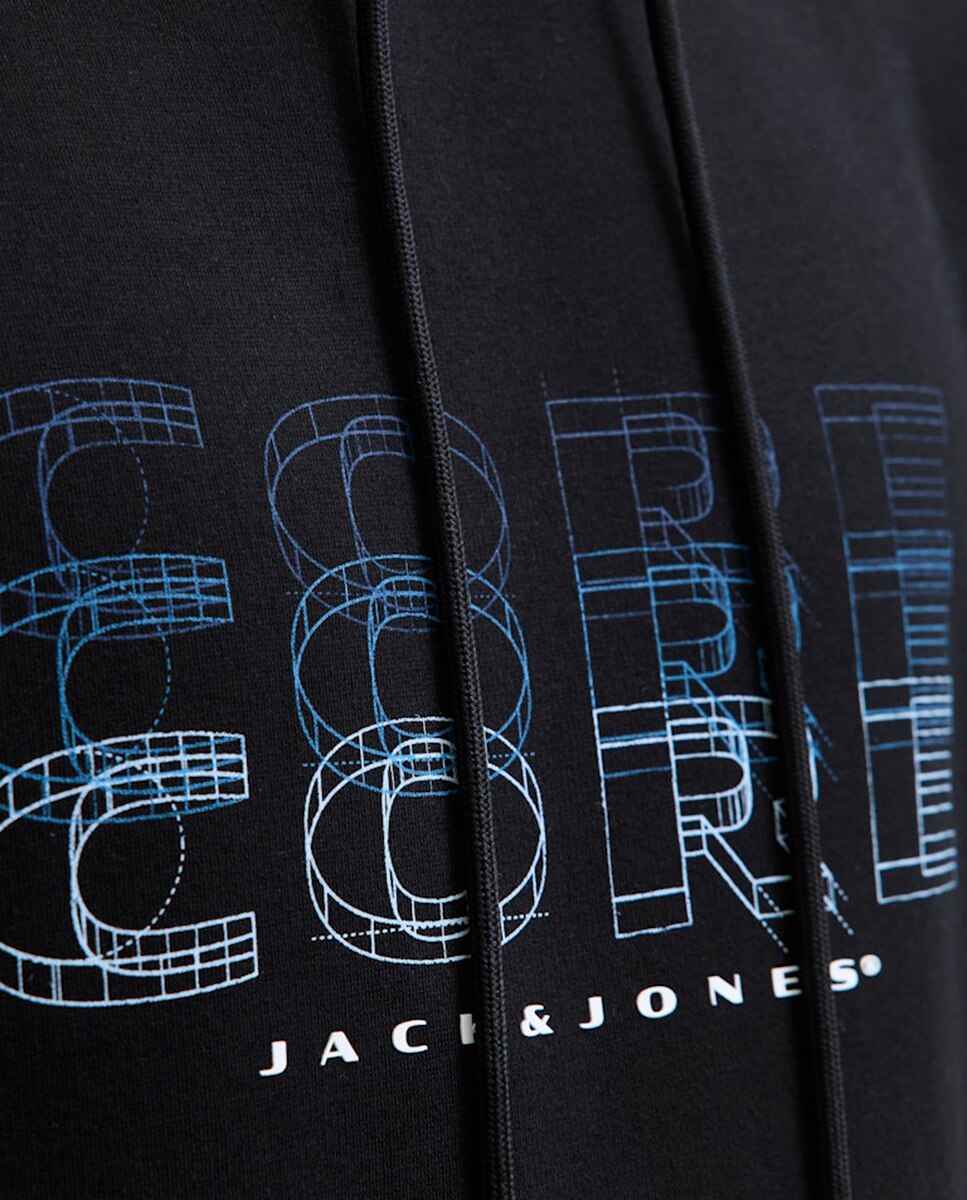 Sweatshirt com Capuz e Estampado à Frente Preto-5