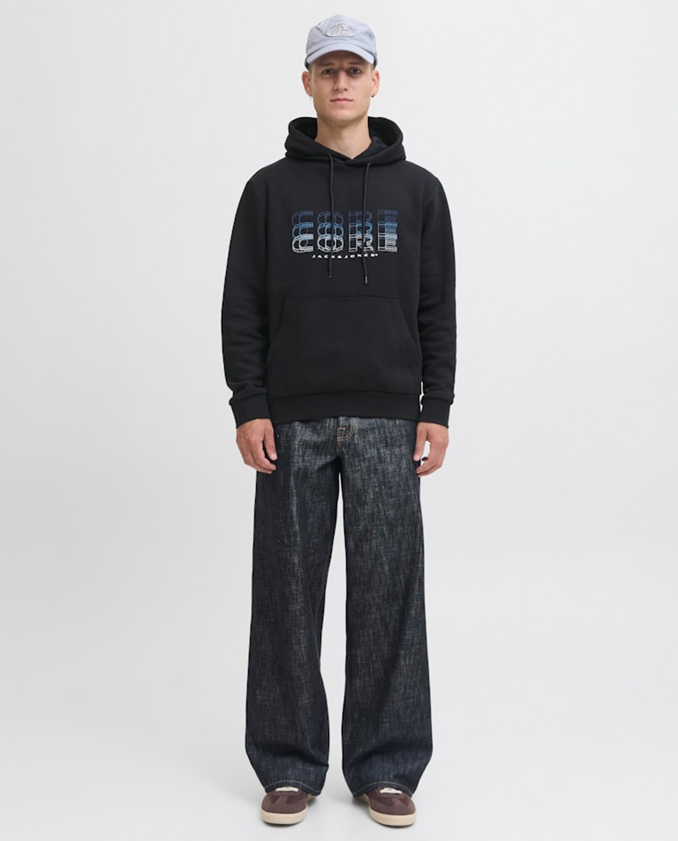 Sweatshirt com Capuz e Estampado à Frente Preto-7