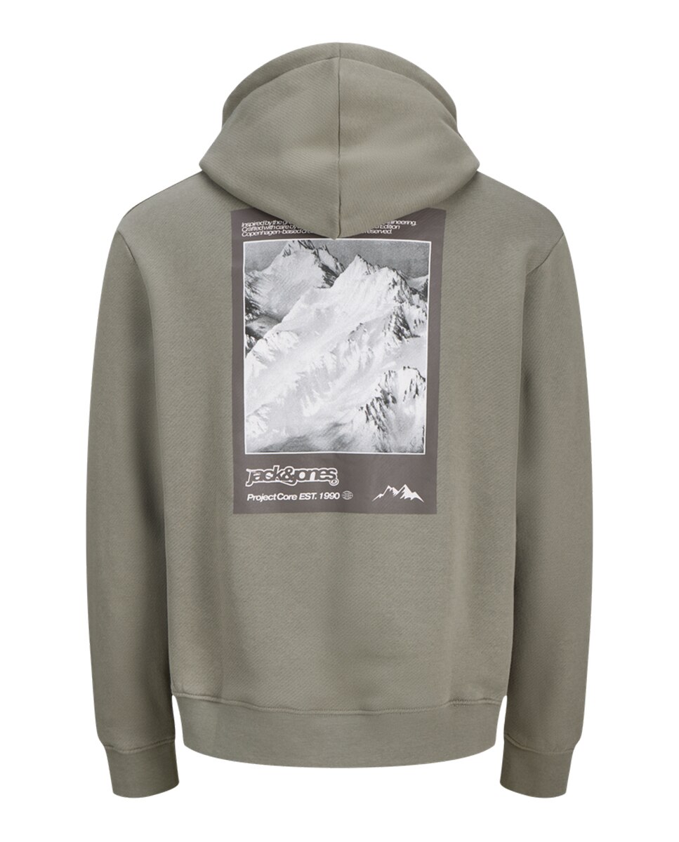 Sudadera de hombre con capucha y back print - Jack & Jones - Gris oscuro Verde-2