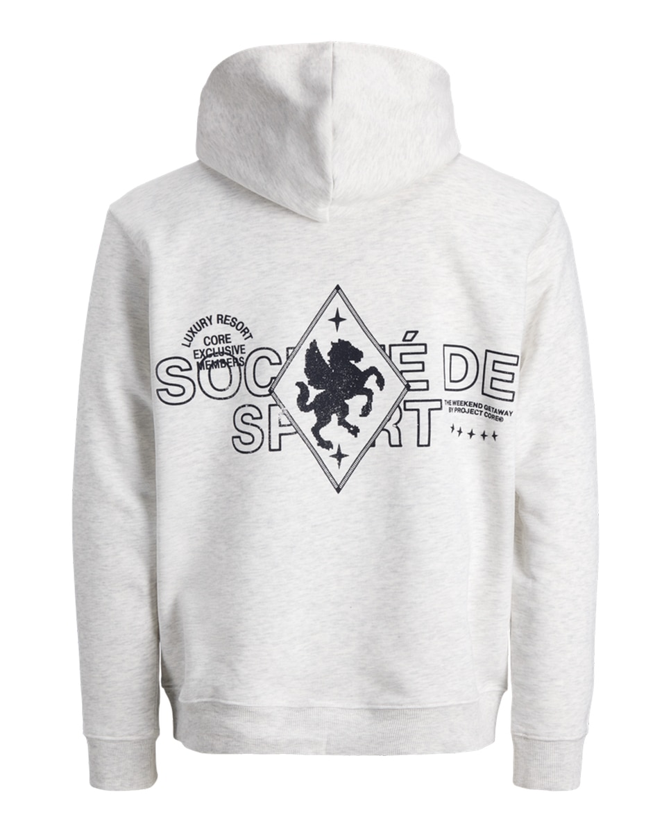 Sudadera de hombre con capucha y print - Jack & Jones - Gris claro Gris claro-7