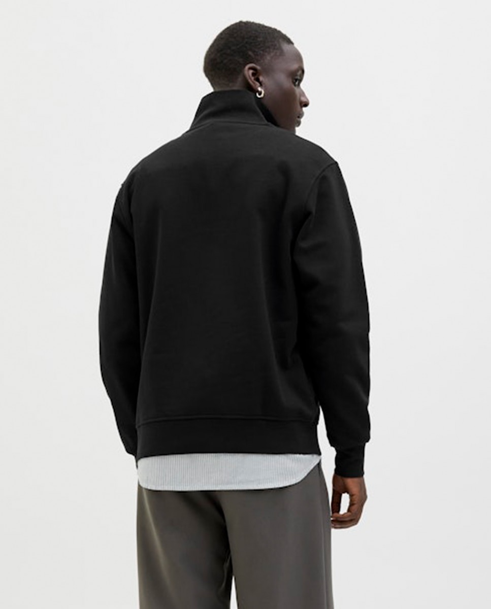 Sweatshirt com Meio Fecho de Correr para Homem Preto-2