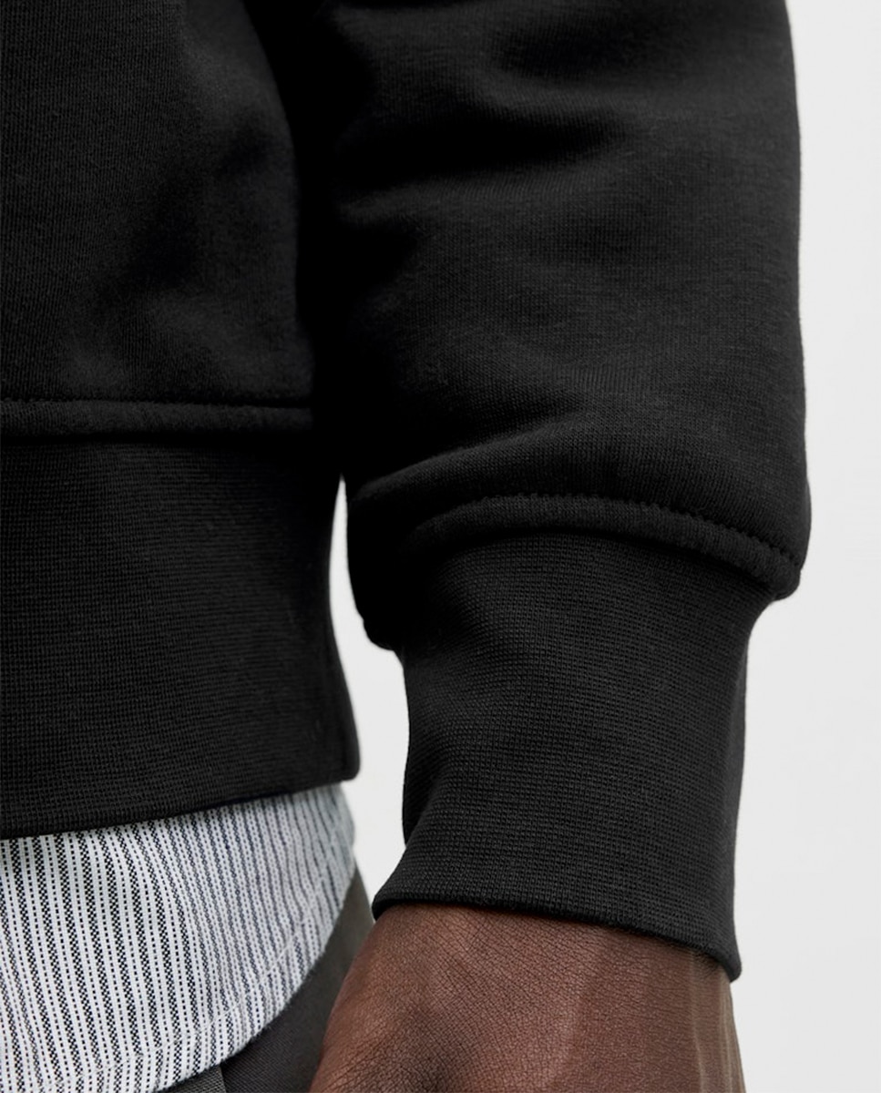 Sweatshirt com Meio Fecho de Correr para Homem Preto-4