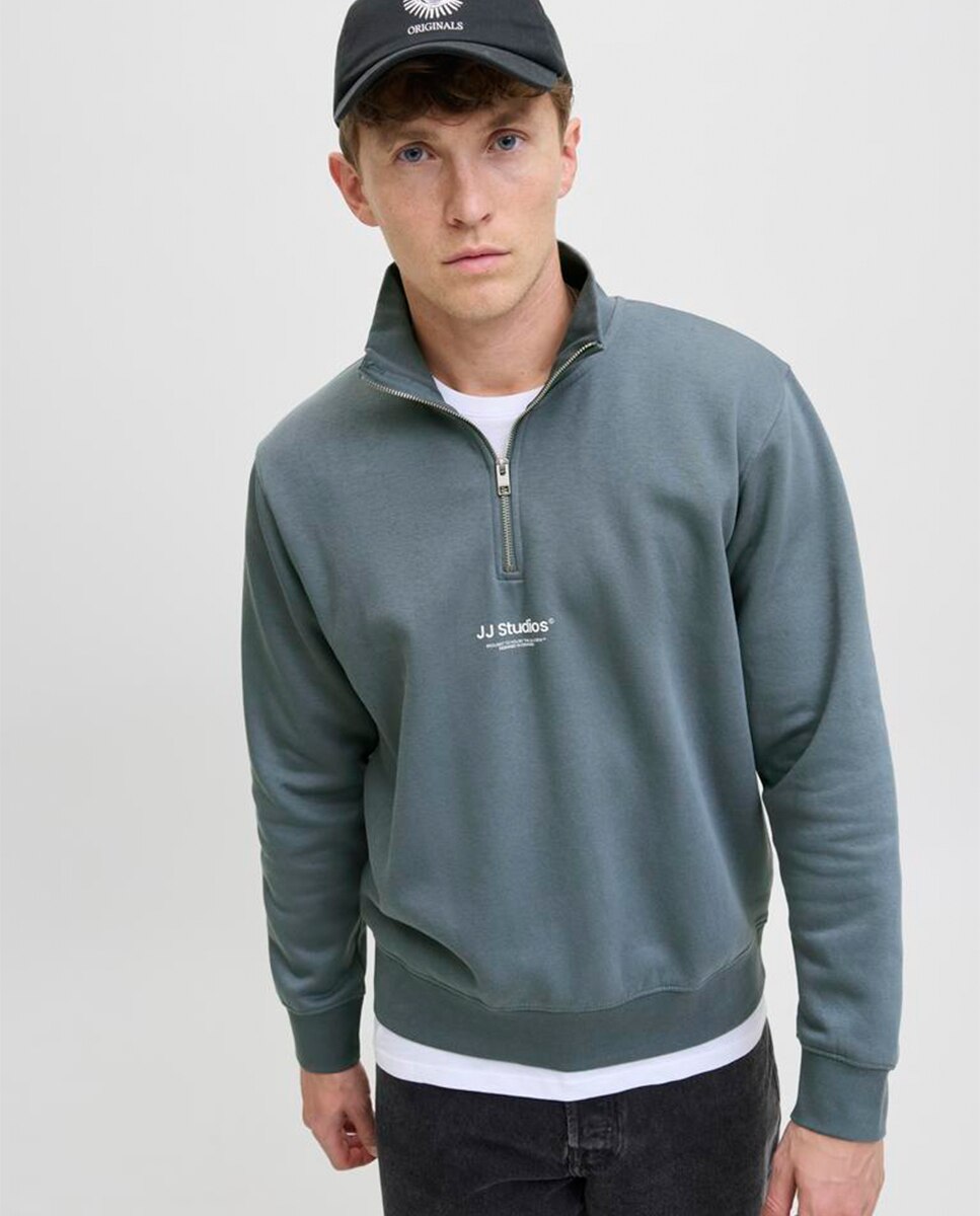 Sudadera de hombre sin capucha con cierre - Jack & Jones - Azul Azul-3