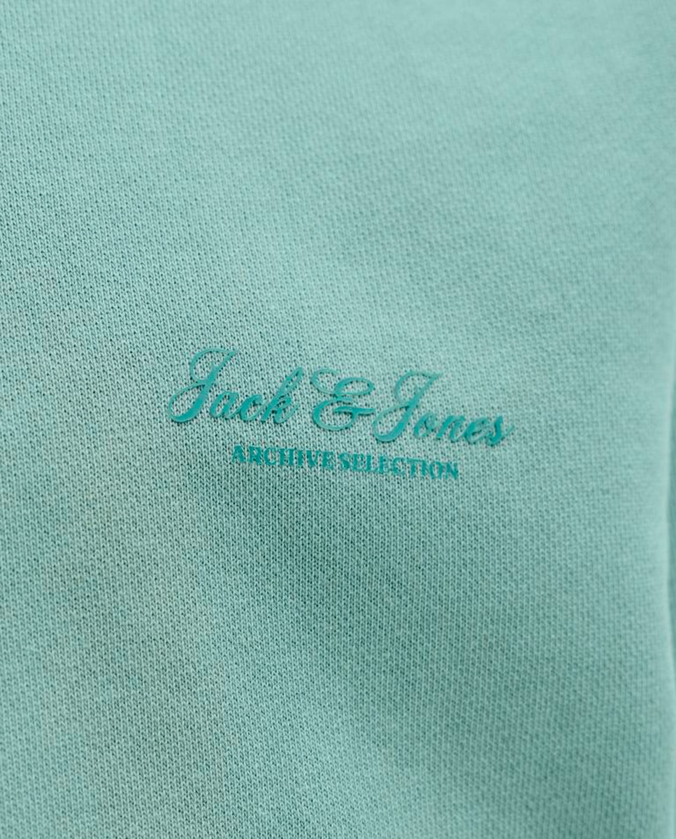 Sweatshirt Lisa sem Capuz e com Pequeno Logótipo Lateral Verde Água-4