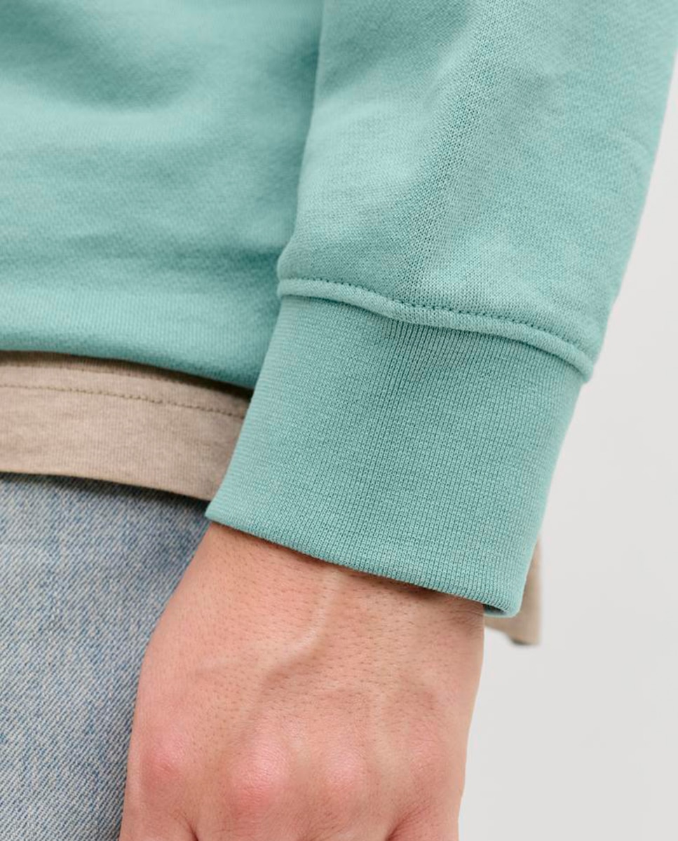 Sweatshirt Lisa sem Capuz e com Pequeno Logótipo Lateral Verde Água-5