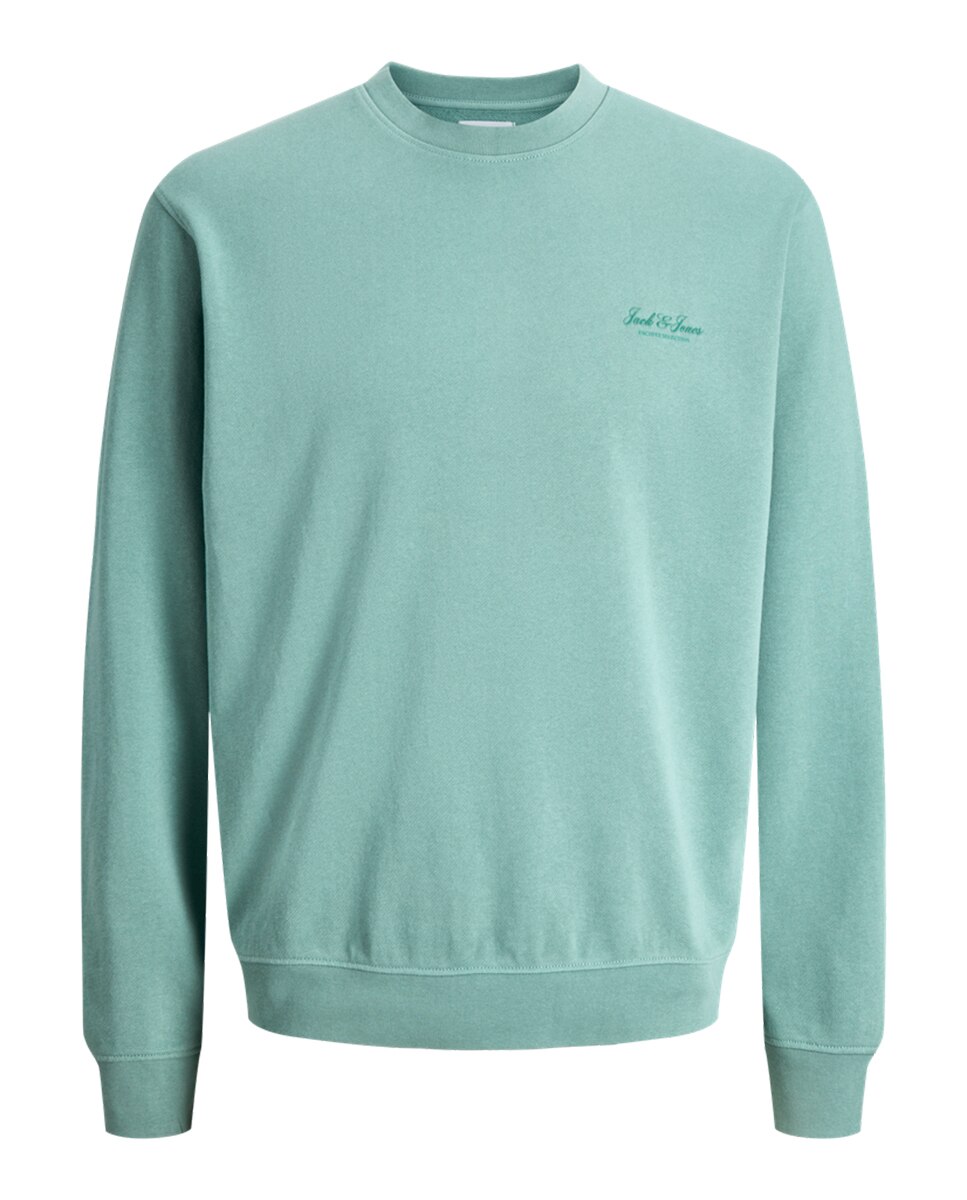 Sweatshirt Lisa sem Capuz e com Pequeno Logótipo Lateral Verde Água-6