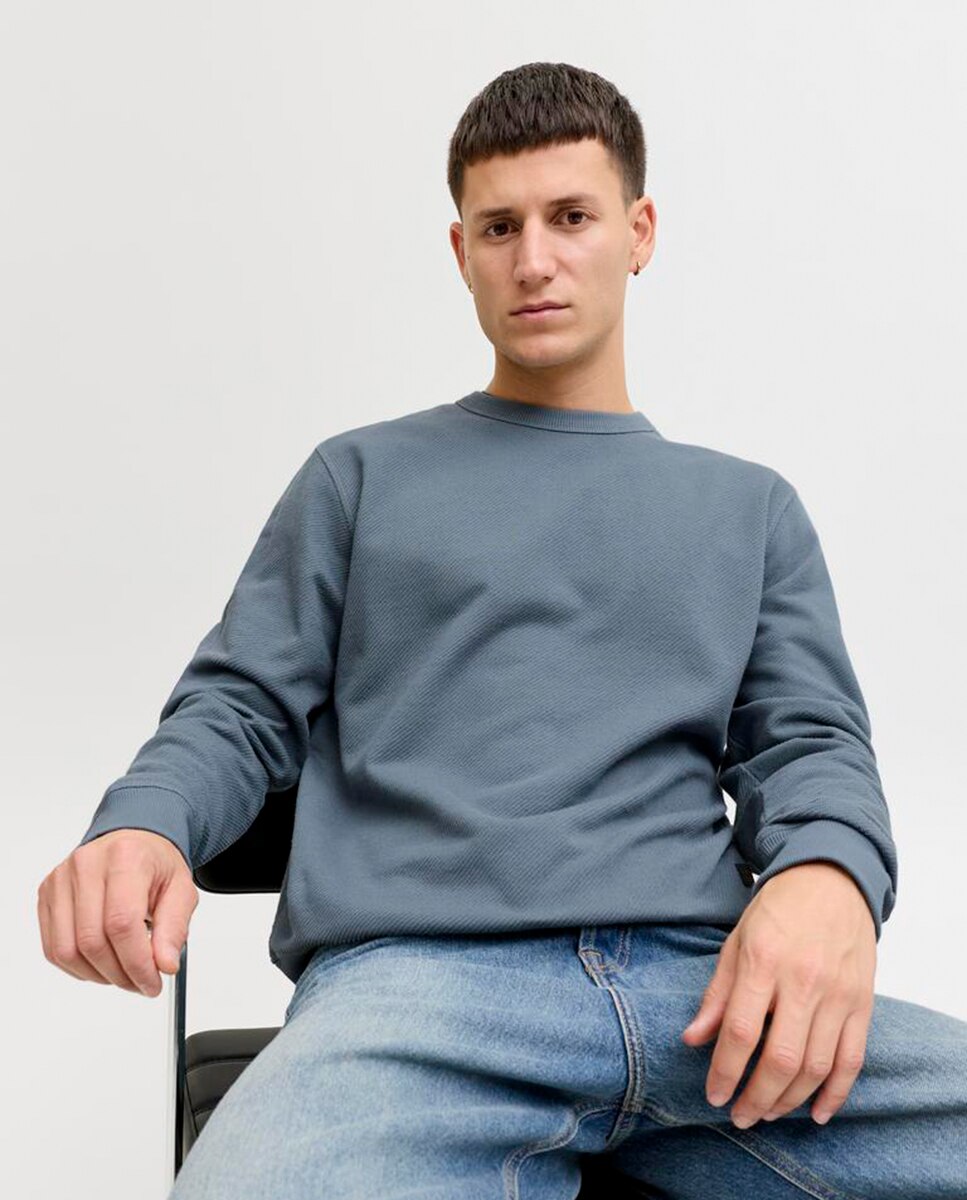 Sudadera de hombre sin capucha lisa - Jack & Jones - Azul Azul-3