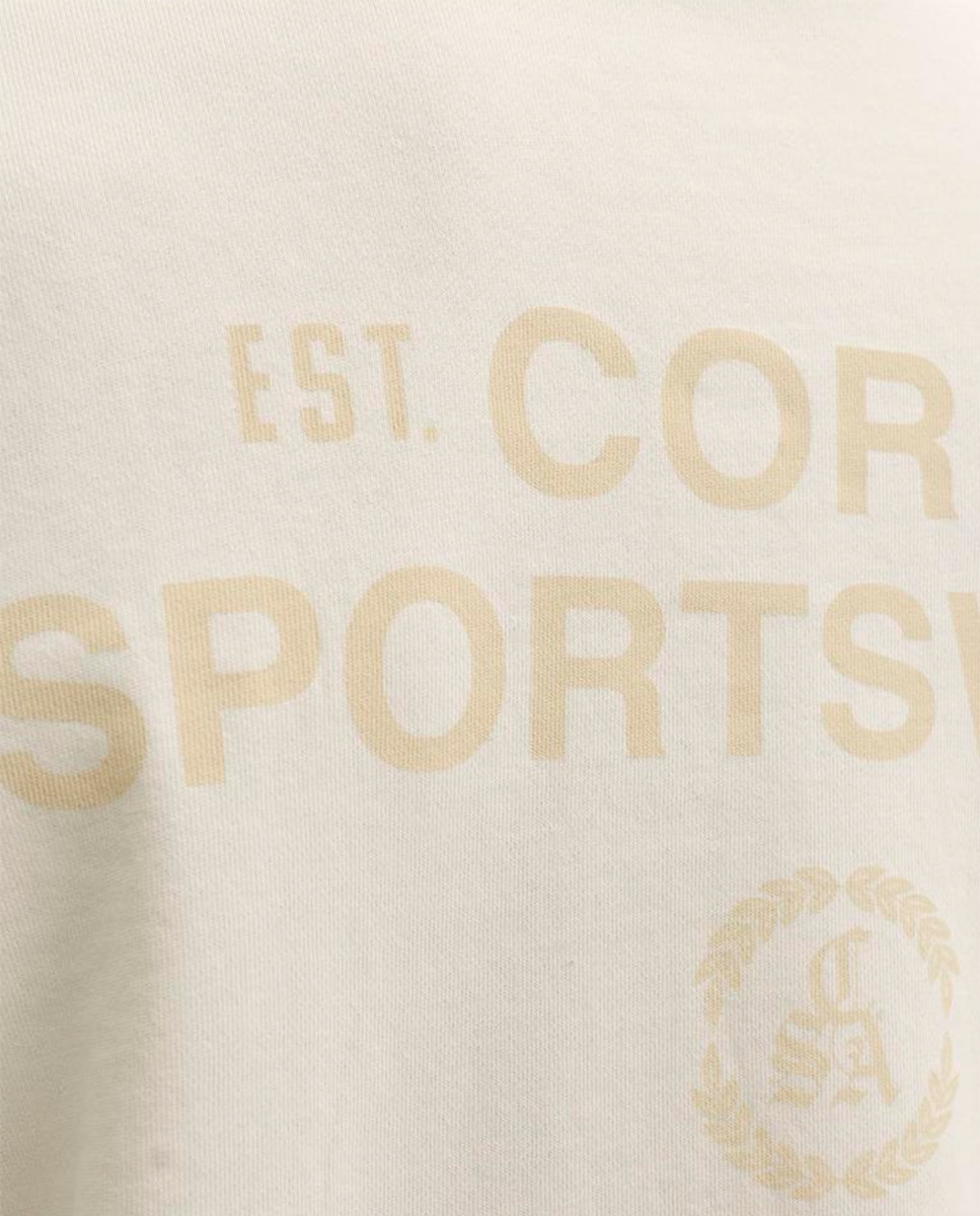 Sweatshirt sem Capuz com Estampado Traseiro Creme-4
