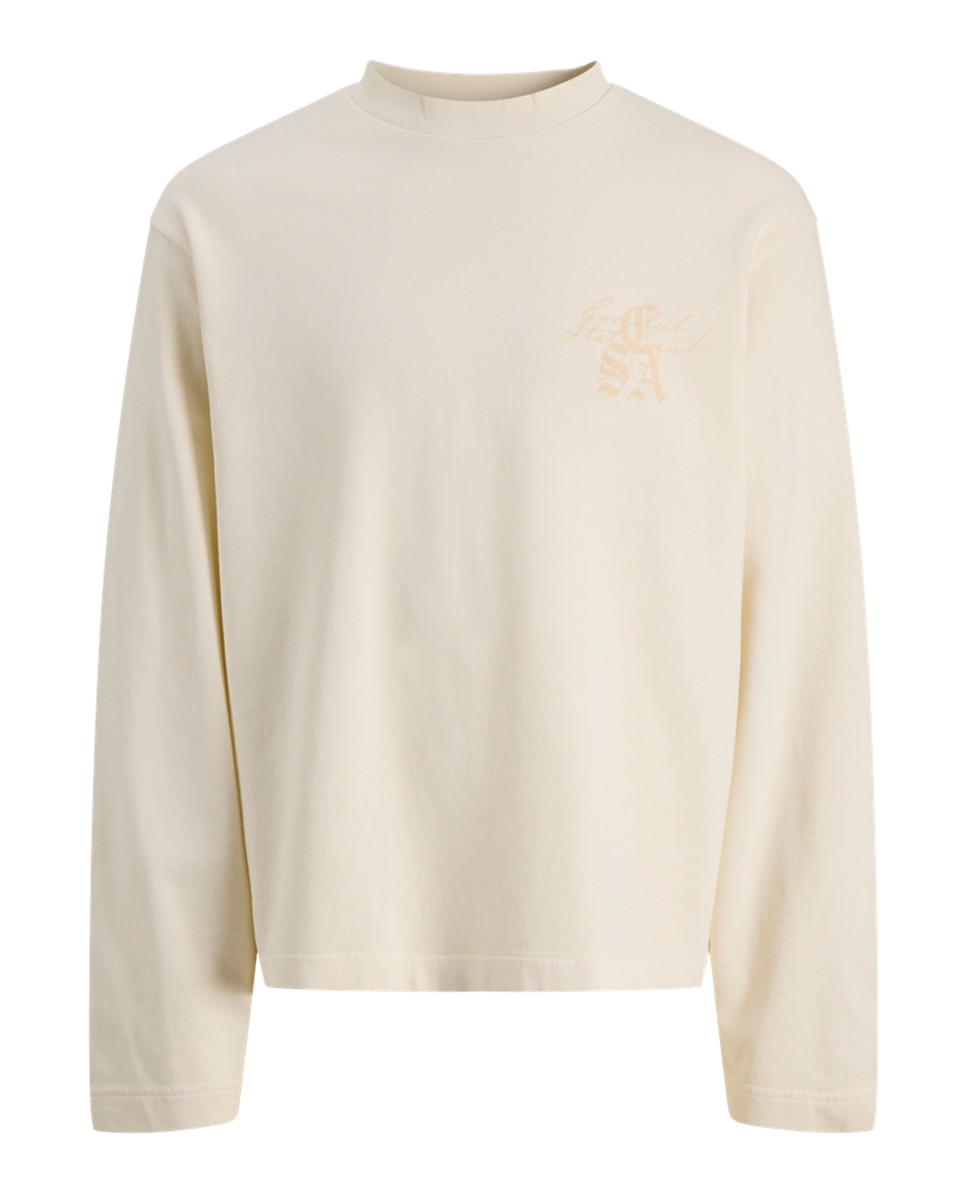 Sweatshirt sem Capuz com Estampado Traseiro Creme-6