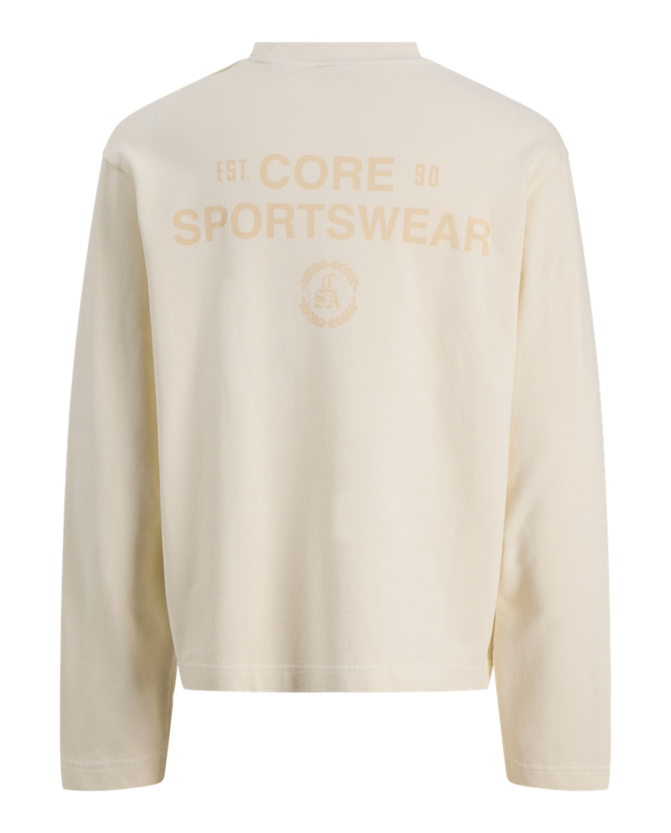 Sweatshirt sem Capuz com Estampado Traseiro Creme-7